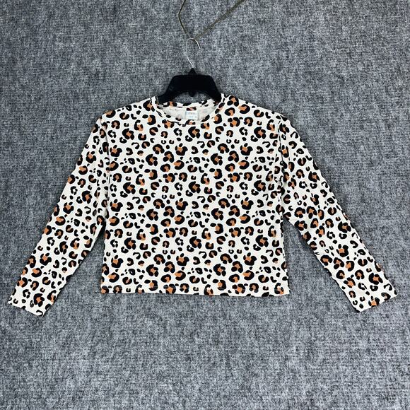Zara Shirt Girls 13-14 Cheetah Print Basic Long-Sleeve Casual Cotton‎ - Picture 1 of 10